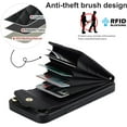 thumbnail image 3 of Compatible with iPhone 15 6.1 inch Wallet Case Tempered Glass Screen Protector and Wrist Strap Ring RFID Blocking Card Holder Cell Phone Cover for iPhone15 5G i i-Phone i15 15Case Women Black, 3 of 12