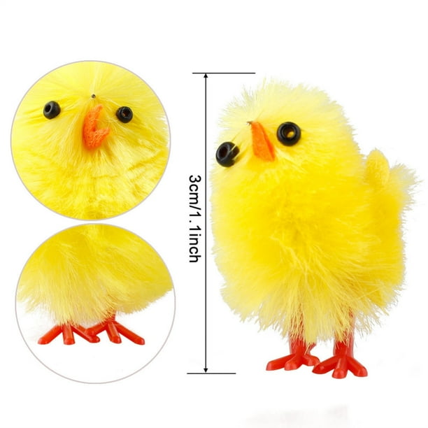 Decoraciones de animales de granja BuyWeekMX 60 piezas Mini figuras de pollo de peluche amarillo de Pascua