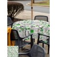 thumbnail image 4 of Outdoor Tablecloth with Umbrella Hole and Zipper, St. Patrick's Day Square Table Cloth 54x54 Inch Waterproof Tablecloth, Green Black Plaid Clovers Wooden Grain Picnic Table Cover for Patio Camping, 4 of 7