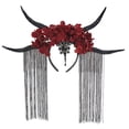 thumbnail image 1 of Diadema de flores Yuyangstore para el pelo con cuerno de antílope Rojo, 1 of 7
