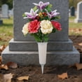 thumbnail image 6 of Artificial Bouquet, Peacock Rose Fake Floral Arrangement, Outdoor Cemetery Memorial Decor, Realistic Faux Flower Stake for Grave, Holiday, Garden & Remembrance Use, 6 of 7