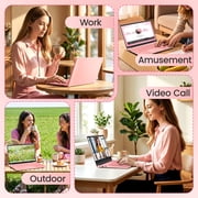 Rumtuk 14 Rose Gold Laptop,8GB LPDDR4 RAM,256GB SSD,CPU J4105,Win 11 Pro/Office 2019,FHD IPS,180° Hinge,Webcam,TF Card Slot,USB3.0,Mouse & Mouse Pad,Ultra Light- Pink PC Notebook for Work Study Play