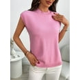 thumbnail image 5 of Women'S Mock Neck Sweaters Vest Business Casual Trendy Tops Fall Outfits Pink L, 5 of 8