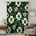 thumbnail image 2 of St. Patrick's Day Semi Sheer Curtains Drapes for Living Room, Bedroom, French Doors Window 45 Inches Long, Green Lucky Shamrock Spring Rod Pocket Chiffon Curtain Drapery Voile Draperies Panel, 2 of 8