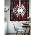 thumbnail image 3 of Red Black Semi Sheer Window Curtains 72 Inches Long, Southwest Geometric Aztec Farmhouse Tribal Rod Pocket Voile Silky Chiffon Curtain Light Filtering Drapes for Living Room, 52"x72", 2 Panels, 3 of 9