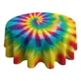 thumbnail image 4 of Rainbow Tie Dye Spiral Pattern Round Tablecloth 60"x60",Wrinkle Wipeable Table Cloth for Kitchen Dining Room Picnic Patio Party, 4 of 6