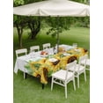thumbnail image 4 of Outdoor Tablecloth with Umbrella Hole for Patio/Picnic/Party/Camping, Summer Sunflowers Waterproof Table Cloth Rectangle Table Cover Washable, Botanical Blooms Florals Wooden Grain (60"x 102"), 4 of 8