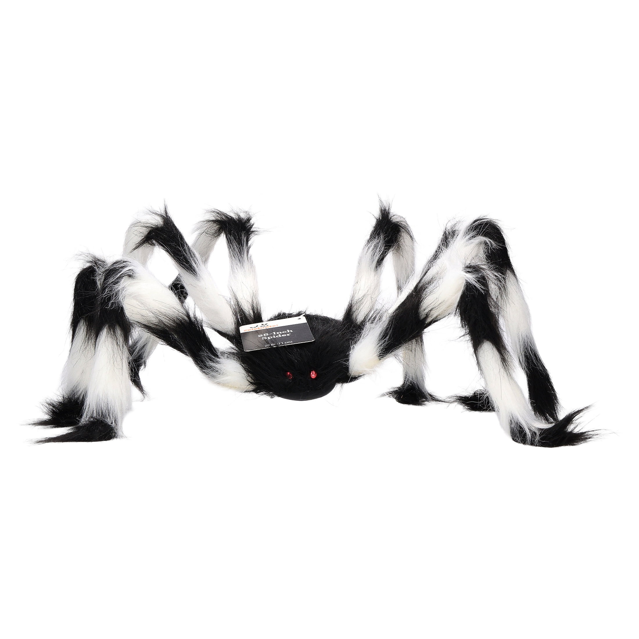Furry Spider Decoration, Black and White, 28", Halloween by Way To Celebrate