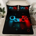 thumbnail image 3 of Gaming Bedding Sets Gamer Sheet Set Full,Blue Red Gamepad Bed Sheets Men Video Games Fitted Sheet For Teen Game Room Decor Black Classic Retro Gaming Flat Sheet 2 Pillowcases, 3 of 7