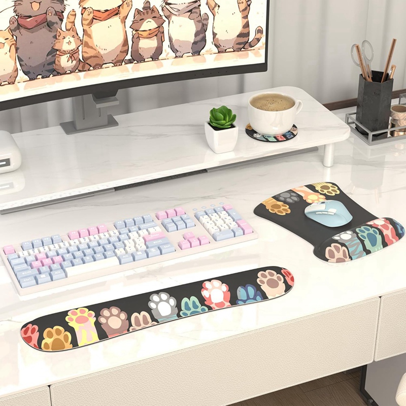 Mouse Pad Sets with Keyboard Wrist Rest Support, Memory Foam Keyboard Set Mousepad with Wrist Rest
