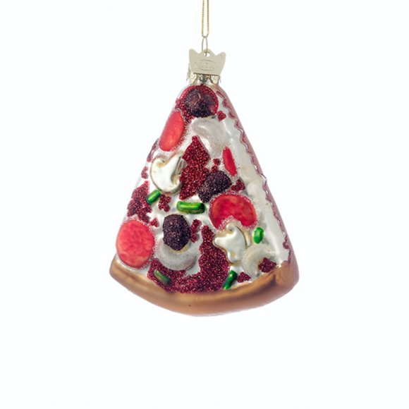Pack of 8 Glass Blown Pizza Slice Shaped Christmas Ornaments 3.5"