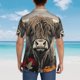 thumbnail image 4 of Balery Butterfly Cow With Flowers Camisas hawaianas de manga corta para hombre, camisas playeras de corte holgado, camisas de vacaciones con botones,Large, 4 of 7