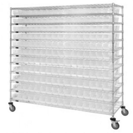 

12- Shelf Clear Wire Shelving Unit with 176 Bins - 12 x 72 x 74 in.