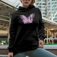 thumbnail image 2 of Lilac Butterfly Print Merch Gift, Black Hooded Sweatshirt or Hoodie, 2XL, 2 of 5