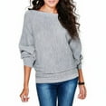 thumbnail image 2 of Mohiass Boat Neck Batwing Sleeves Dolman Knitted Sweaters and Pullovers Tops for Women Gray 3XL, 2 of 8