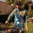 thumbnail image 4 of Pioneer Flower Floral Print Pattern Apron-Garden Aprons for Women with Pockets-Cotton Linen Waterproof Kitchen Cooking Gardening Aprons Adjustable for Kitchen,Cooking,BBQ and Salon 33x27 Inch, 4 of 7