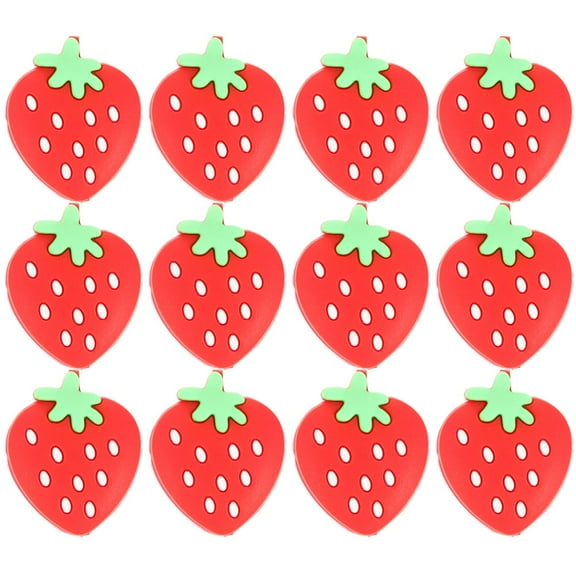 CRAFTHROU Red Silicone Tennis Racket Dampener 12Pcs Strawberry Shape for Vibration Reduction and Shock Absorption