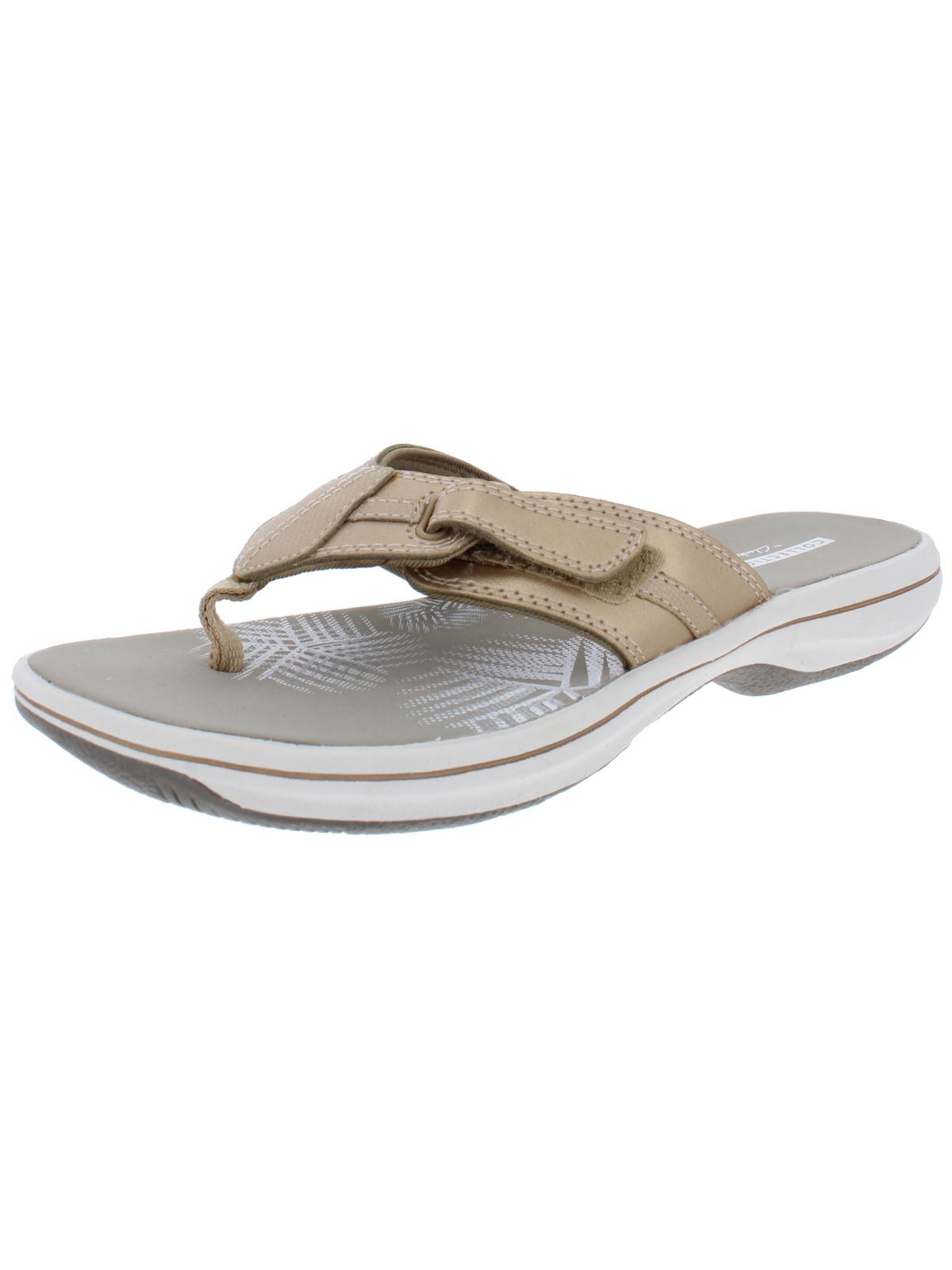 clarks leather flip flops womens