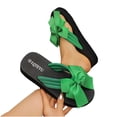 thumbnail image 5 of BADHUB Women's Flower Casual Flip Flops Boho Open Toe Slip On Bowknot Flat Dressy Sandals Beach Vacation Slippers Green 40, 5 of 6