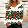 thumbnail image 3 of Hvot&aat Women's Christmas Sweater Funny Print Long Sleeve Fur V Neck Pullover Fall Winter Casual Tunic Top, 3 of 4