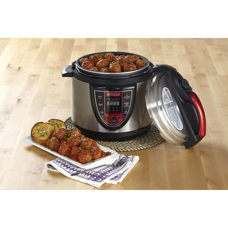 Imusa 5Qt Electric Stainless Steel Red Bilingual Digital Pressure Cooker