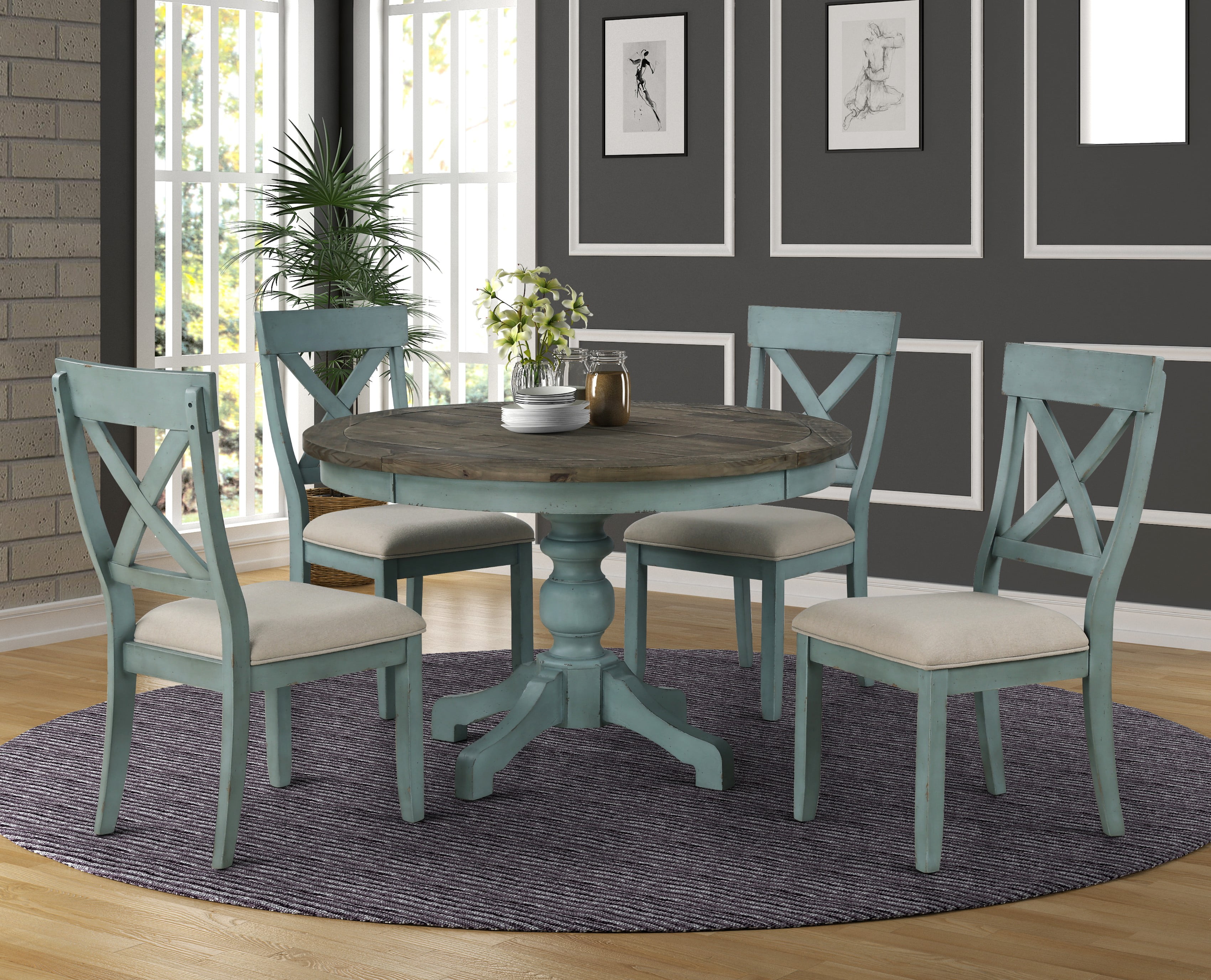 5 piece round kitchen table set with butterfly insert