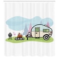 thumbnail image 2 of Ambesonne Travel Shower Curtain, Cartoon Style Camping Scene, 69"Wx75"L, Multicolor, 2 of 2