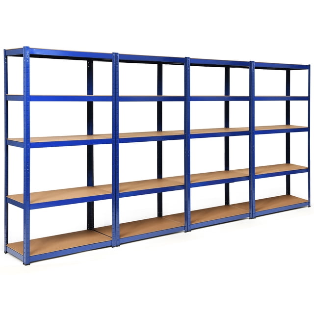 Costway 4PCS 72''Heavy Duty Steel 5 Level Garage Shelf Storage Adjustable Shelves Blue