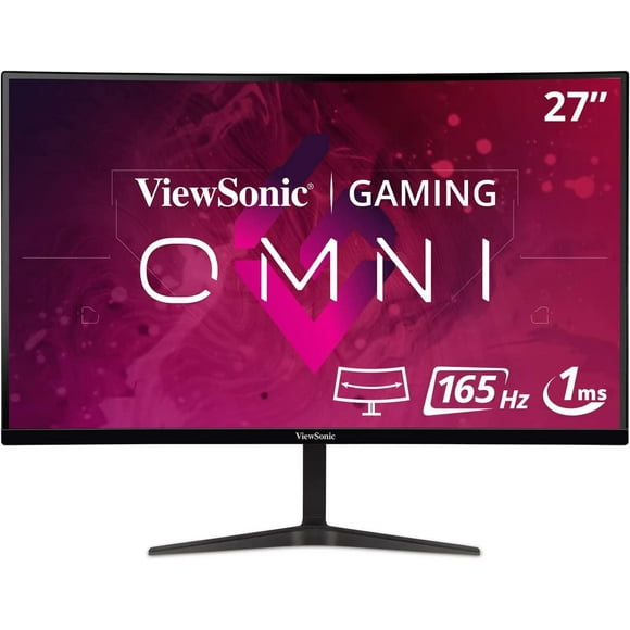 Viewsonic 27 Inch WQHD 1440p 165Hz 1ms Curved Gaming Monitor with Adaptive-Sync Eye Care HDMI and Display Port