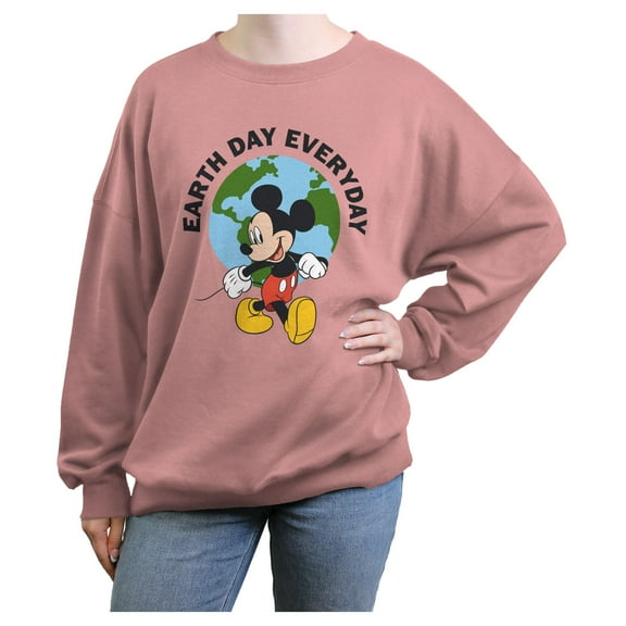 Junior's Mickey & Friends Earth Day Everyday Bold Sweatshirt Desert Pink Medium