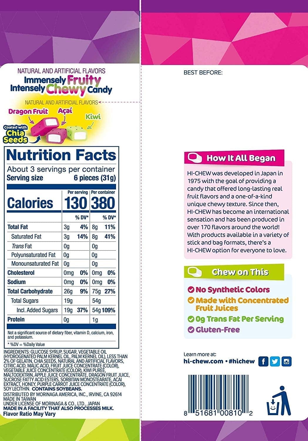 (5 pack) Hi-Chew Superfruit Mix Chewy Candy, 3.17 oz, Bag