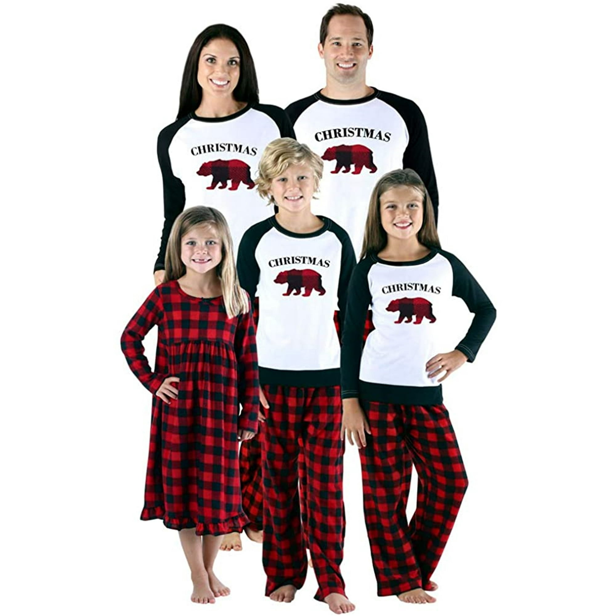 Christmas Family Matching Cute Pajamas Adult Women Kids Baby Sleepwear Set Plus Walmart