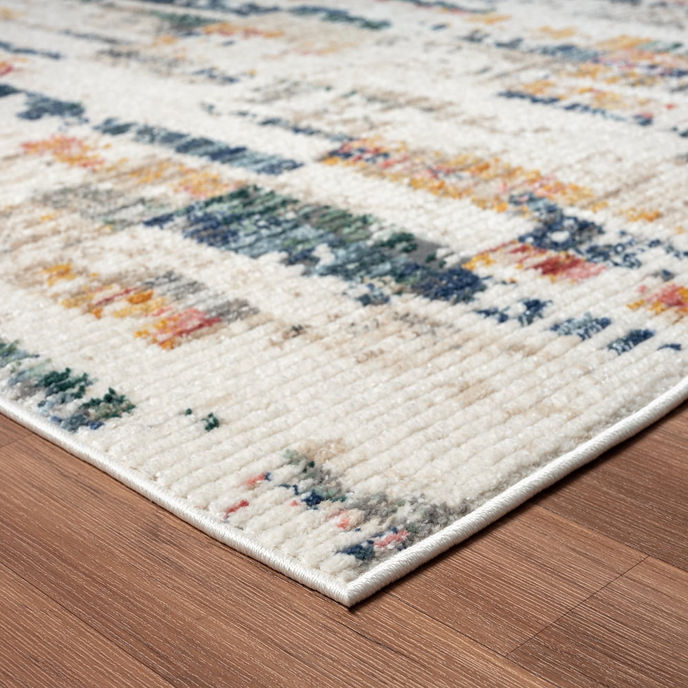 Ox Bay and Evette Rios Bellamy 5' x 7' Blue/Orange Abstract Durable Performance Indoor Area Rug