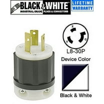 Leviton 2641 30 Amp, 480 Volt, NEMA L8-30P, 2P, 3W, Locking Plug, Industrial Grade, Grounding - Black-White