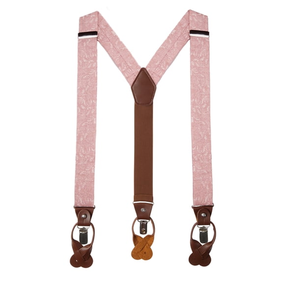 Jacob Alexander Men's Floral Cotton Suspenders - Dusty Rose