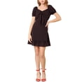 thumbnail image 1 of INSPIRE CHIC Women's Ruffle Hem Sweetheart Neck Heart Tie Front Mini Dress, 1 of 6