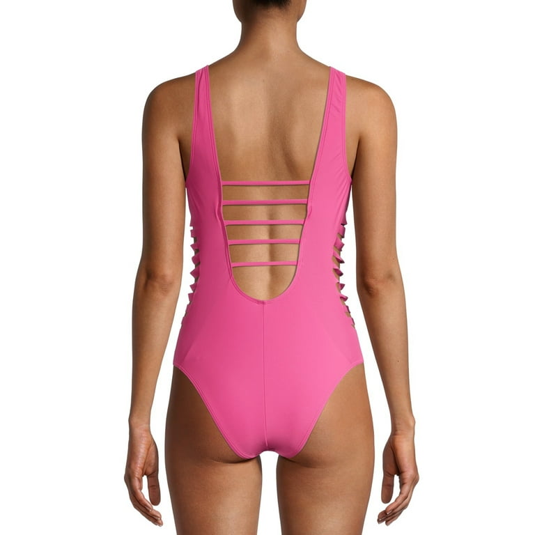 YMI Women s One Piece Swimsuit With Laser Cut Side Detail