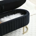 thumbnail image 5 of Oval Storage Bench, Upholstered Velvet End of Bed Bench, Storage Ottoman Bench with Golden Metal Legs, Modern Entryway Bench Fully Assembled Except Legs, 5 of 7