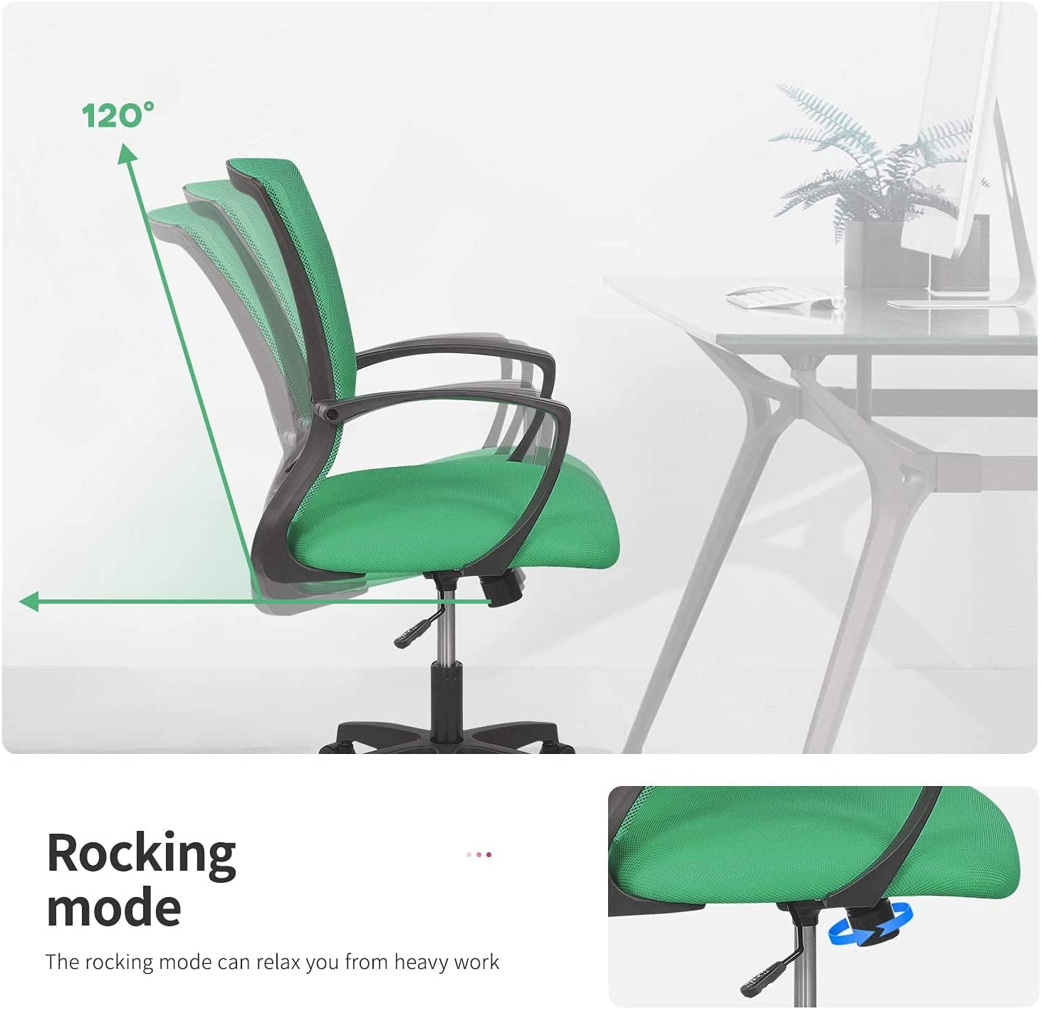 BestOffice Ergonomic Office Chair, Lumbar Support, Swivel Rolling for Women(Green)