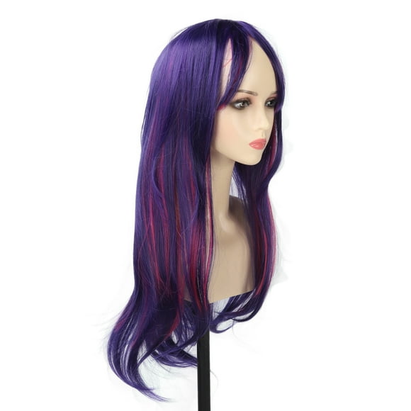 Bangs Women Long Straight Blue Purple Highlight Color Hair Bangs Simulation False Hair For Cosplay