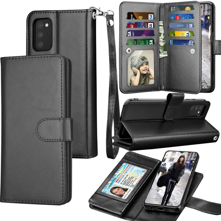 A03S Case Samsung Galaxy A03S Wallet Case, PU Leather Card Holder Flip Cover [Detachable Magnetic] - Walmart.com