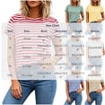 thumbnail image 4 of Otntypg Women's Striped Short Sleeve T-Shirt - Trendy Basic Athletic T-Shirts Loose Soft Crew Neck Casual Summer Tops for Work Weekend, 4 of 8