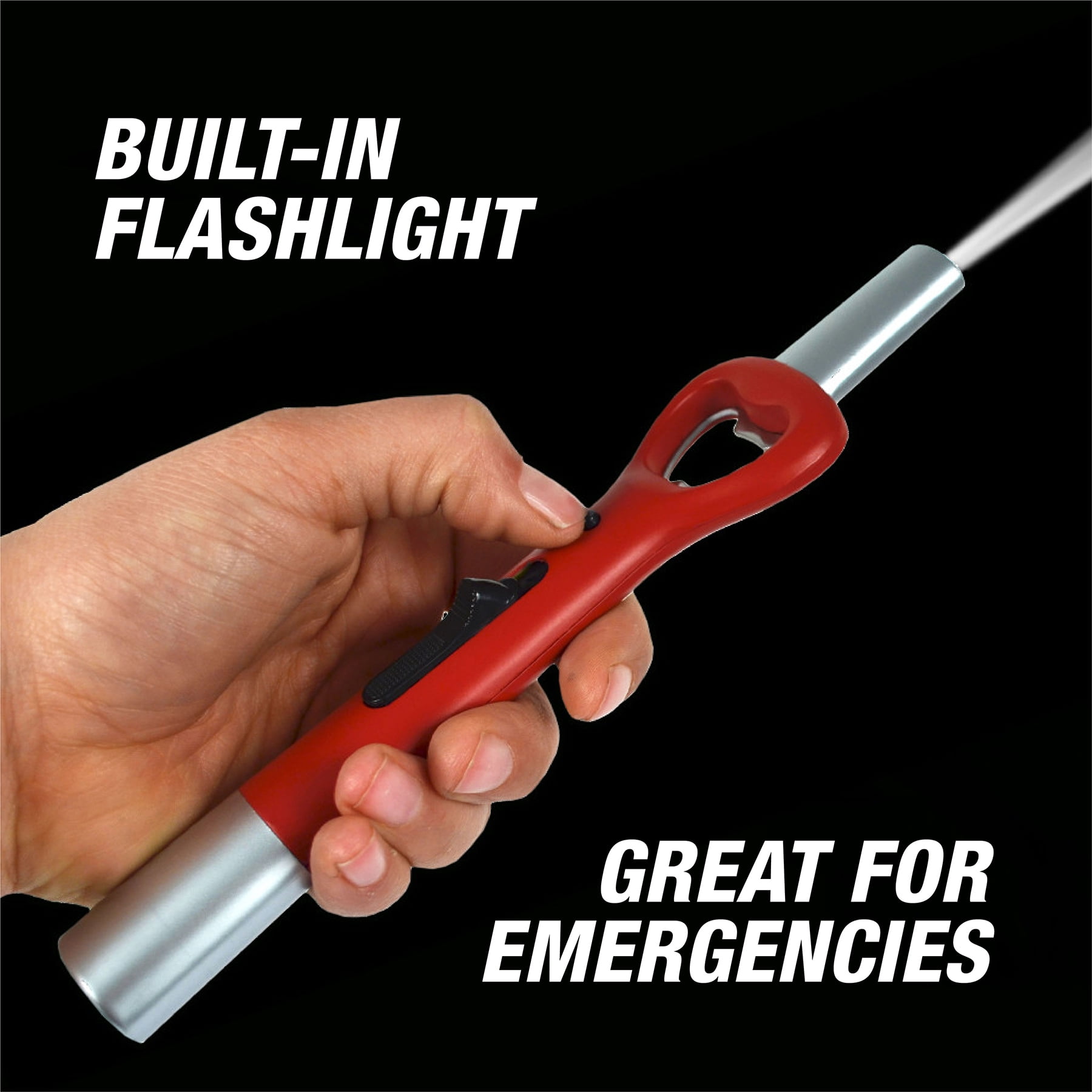 Bottle Opener Lighter with LED Flashlight – 3-in-1 Utility Lighter, Wind Resistant, Refillable, Child Resistant