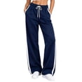 thumbnail image 2 of Ruohan Women's Wide Leg Sweatpants, High Waist Drawstring Track Pants with Pockets, Side Stripe, 2 of 8