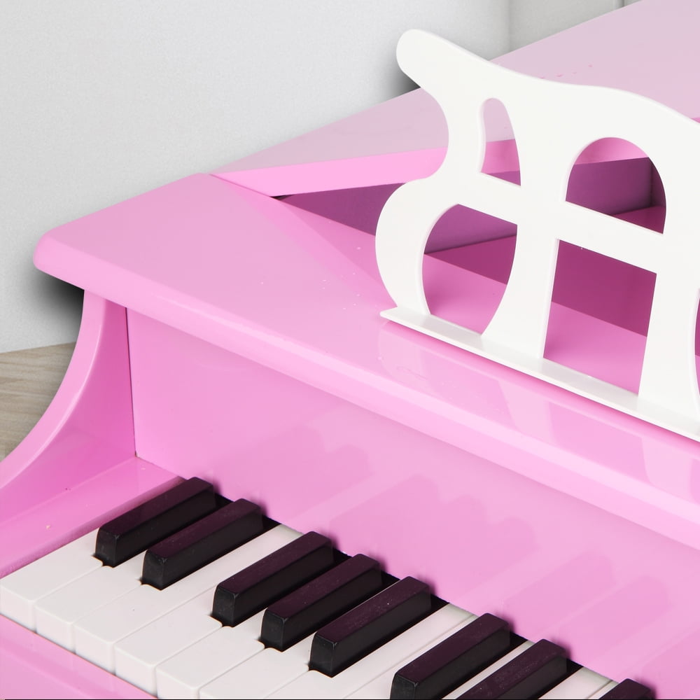 Kids Classic Wooden Piano, 30-Key Mini Grand Piano Toy with Lid, Bench, Foldable Music Rack, Song Book, Note Stickers Kids Classic Wooden Piano, 30-Key Mini Grand Piano Toy with Lid, Bench, Foldable Music Rack, Song Book, Note Stickers