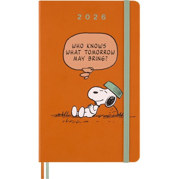 Moleskine Limited Edition Peanuts 'Snoopy' 12 Month 2026 Weekly Planner, Hard Cover, Large (5" x 8.25"), Cadmium Orange, 208 pages
