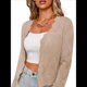 thumbnail image 1 of Chaqueta Cárdigan de Punto con Cuello en V y Larga para Mujer, Suéter Chal de Punto Sin Botones. Albaricoque S, 1 of 8