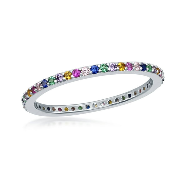 Sterling Silver Rainbow Thin Band Ring