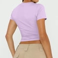 thumbnail image 4 of CIENVNSTG Womens Fitted T Shirts Summer Short Sleeve Crew Neck Slim Fit Buttery Soft Crop Tops Y2k Styling Casual Basic Tees for Workout Daily Leisure And Outgoing Occasions Light Purple M, 4 of 6
