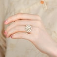 thumbnail image 2 of Exquisite Fashion Freshwater White Pearl Silver Plated Artificial Rhinestone Ring Size Freely Adjustable, 2 of 4